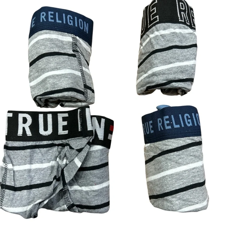 True Religion Men's Gray Striped Boxer Briefs - 3 Pack Large